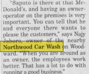 Northwood Car Wash - Apr 1999 Article Mentioning Owner (newer photo)